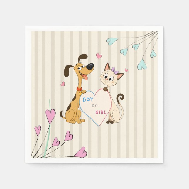  Dog & Cat Gender Reveal   Napkin (Front)