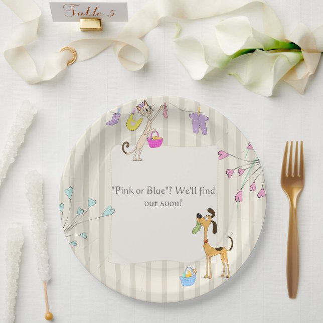  Dog & Cat Gender Reveal   Paper Plate (Wedding)