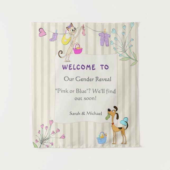  Dog & Cat Gender Reveal   Tapestry (Front)