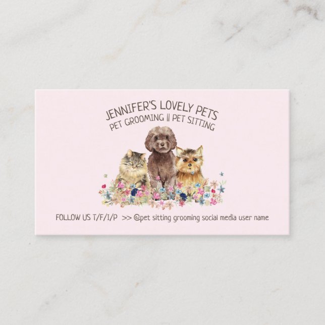 Dog Cat Grooming Petsitter store Business Card (Front)