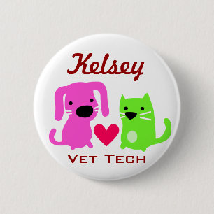 Dog Cat & Heart Vet Tech 6 Cm Round Badge