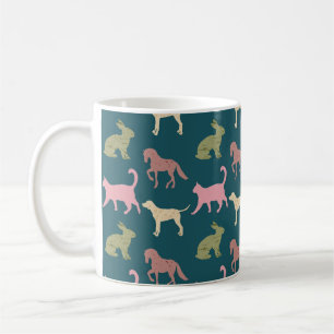 Dog Cat Horse Animal Silhouettes Pattern Coffee Mug