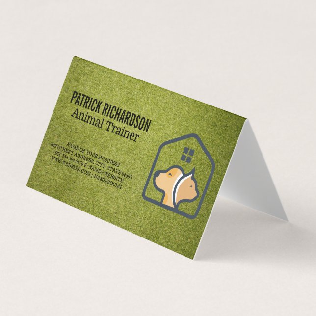 Dog Cat House Logo | Animal Services Business Card (Front)