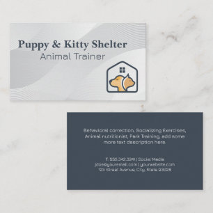 Dog Cat House Logo Animal Training Care Business Card