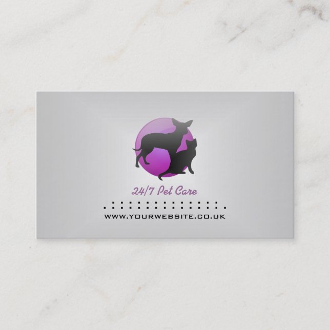 Dog & Cat Logo Business Card (Purple Version) (Front)