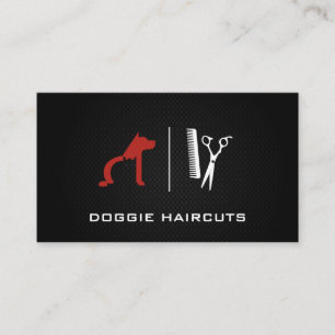 Dog Cat Logo Groomer Black Mesh Background Business Card