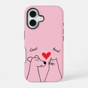 Dog, cat, love iPhone 16 case