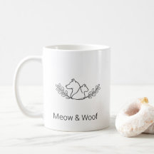 Dog & Cat Mum Line Art Coffee Mug