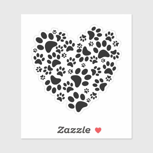 Dog Cat Paw Prints Heart Valentine's Day Love (Sheet)