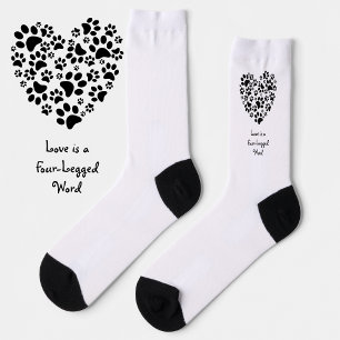 Dog Cat Paw Prints Heart Valentine's Day Love Socks