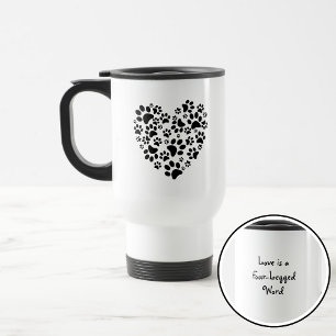 Dog Cat Paw Prints Heart Valentine's Day Love Travel Mug