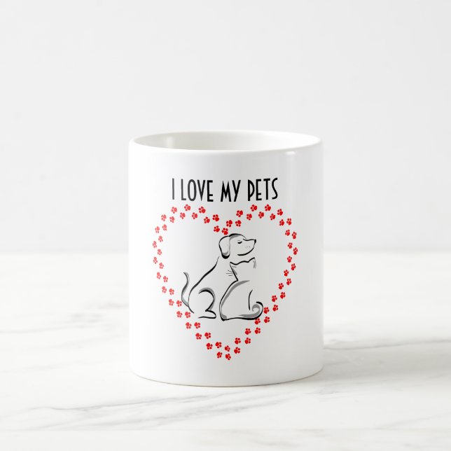 Dog & Cat Pawprint Heart Mug (Center)