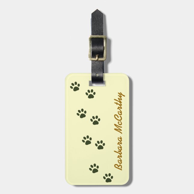 dog cat pawprints identify luggage tag (Front Vertical)