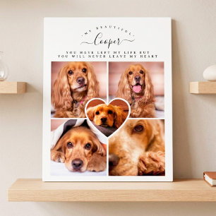 Dog Cat Pet Loss Gift - Photo Collage Grid & Heart Plaque