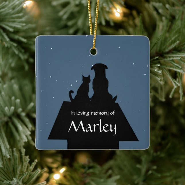 Dog Cat Pet Memorial Custom Name Spiritual Poem Ceramic Ornament (Tree)