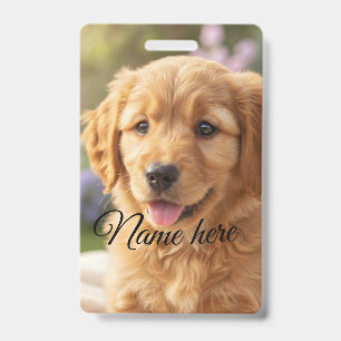Dog cat pet name photo template simple minimal ID badge