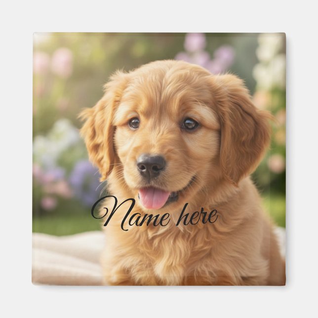 Dog cat pet name photo template simple minimal  magnet (Front)