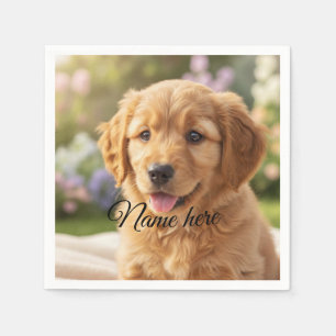 Dog cat pet name photo template simple minimal  napkin