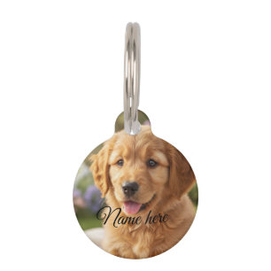 Dog cat pet name photo template simple minimal tag