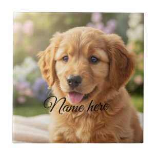 Dog cat pet name photo template simple minimal tile