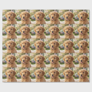 Dog cat pet name photo template simple minimal wrapping paper