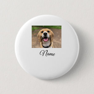 Dog cat photo add pet name cu custom personalised  6 cm round badge