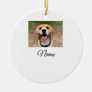 Dog cat photo add pet name cu custom personalised ceramic tree decoration