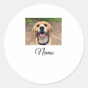Dog cat photo add pet name cu custom personalised classic round sticker
