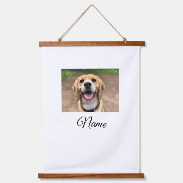 Dog cat photo add pet name cu custom personalised  hanging tapestry (Front)