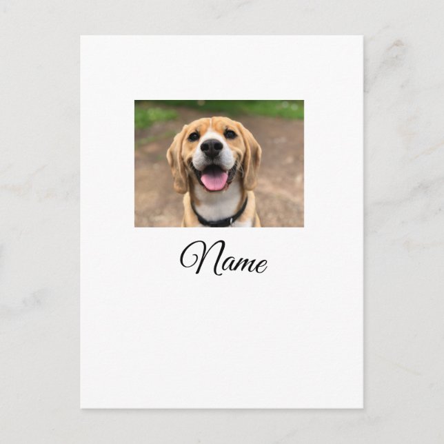 Dog cat photo add pet name cu custom personalised  postcard (Front)
