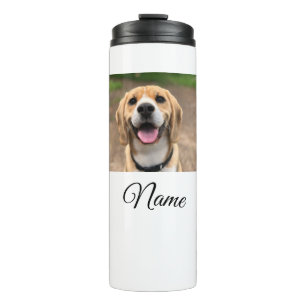 Dog cat photo add pet name cu custom personalised thermal tumbler