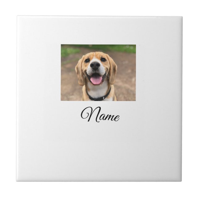 Dog cat photo add pet name cu custom personalised  tile (Front)