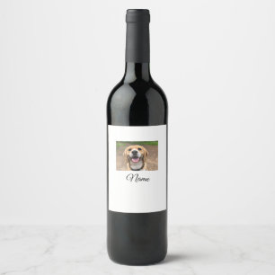 Dog cat photo add pet name cu custom personalised  wine label