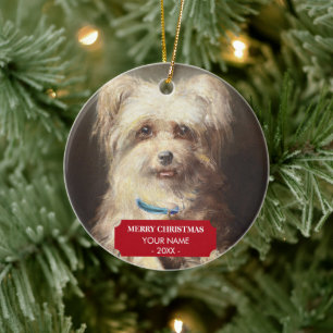 Dog Cat Photo Pet Memorial Gift Portrait Christmas Ceramic Tree Decoration