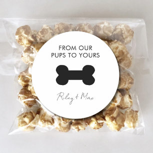 Dog Cat Puppy Treat Wedding Favour From Our Pups Classic Round Sticker
