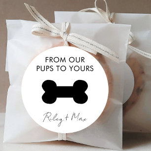 Dog Cat Puppy Treat Wedding Favour From Our Pups Classic Round Sticker