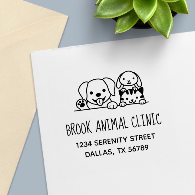 Dog Cat Rabbit Veterinarian Animal Clinic Address Self-inking Stamp (Creator Uploaded)