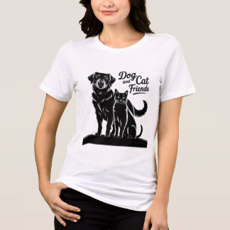 dog, cat, silhouette, friends, T-Shirt Tri-Blend Shirt