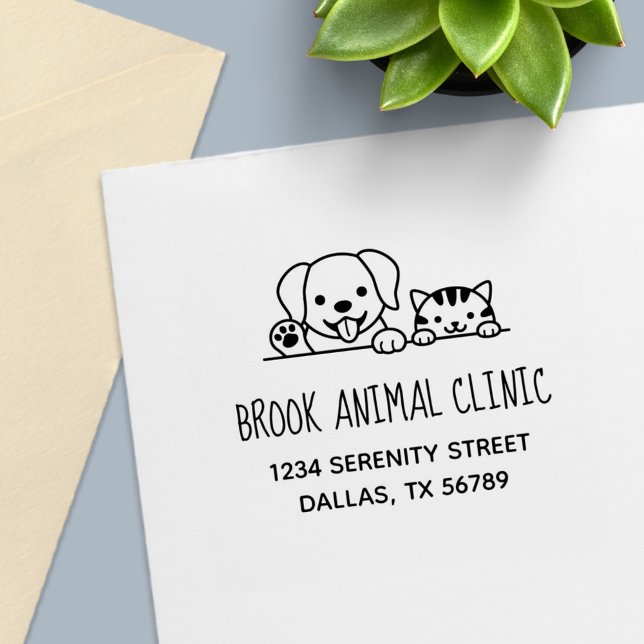 Dog Cat Veterinarian Animal Clinic Address Self-inking Stamp (Creator Uploaded)