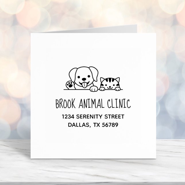 Dog Cat Veterinarian Animal Clinic Address Self-inking Stamp (Creator Uploaded)