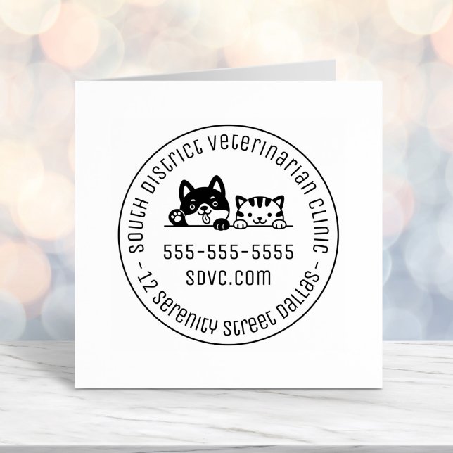 Dog Cat Veterinarian Animal Clinic Round Self-inking Stamp (Creator Uploaded)