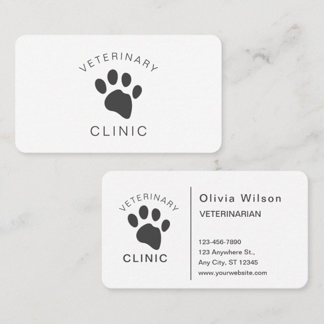 Dog Cat Veterinary Clinic Veterinarian Single-Side Business Card (Front/Back)