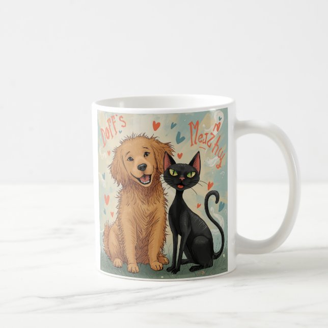 Dog & Cat Whimsical Coffee Mug – Cosy Kind_Ones (Right)