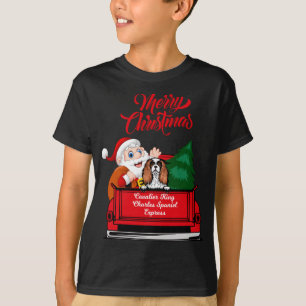 Dog Cavalier King Charles Spaniel Santa Red Truck T-Shirt