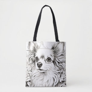 Dog Chihuahua Peaceful Nature Prairie Sketch Pet Tote Bag
