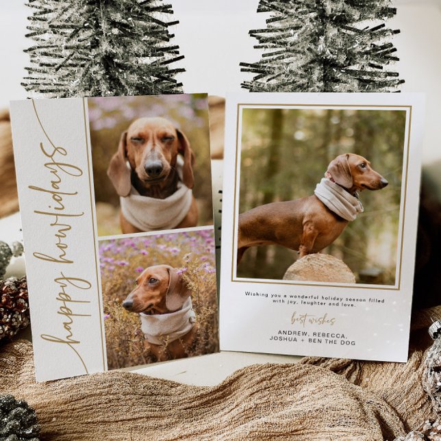 Dog Christmas Card Photo Holiday Card Modern Gold  (Creator Uploaded)