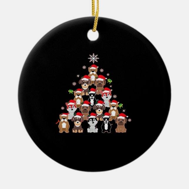 Dog Christmas Classic T-Shirt Ceramic Tree Decoration (Front)
