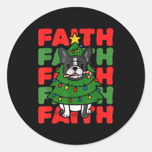 Dog Christmas Faith French Bulldog Puppy Family Gr Classic Round Sticker