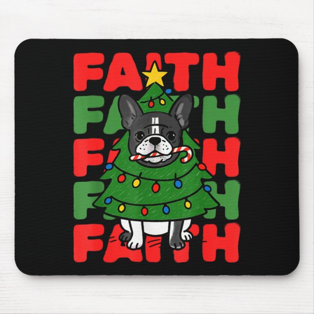 Dog Christmas Faith French Bulldog Puppy Family Gr Mouse Pad (Front)