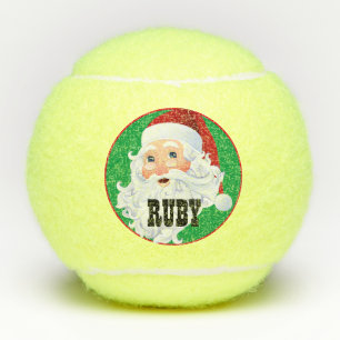 Dog Christmas Gift Santa Claus Add Name 3 Tennis Balls